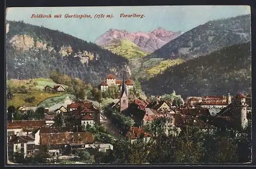 AK Feldkirch /Vorarlberg, Teilansicht mit Gurtisspitze