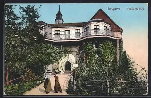 AK Bregenz, Gebhardsberg mit Besuchern