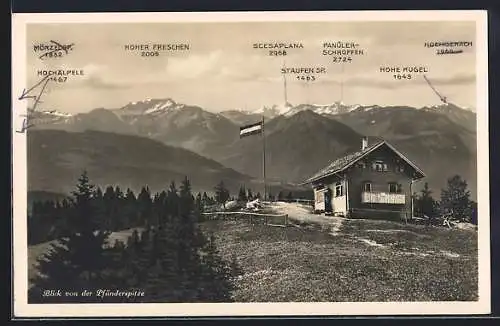 AK Pfänderspitze, Blick von der Pfänderspitze auf die Alpen