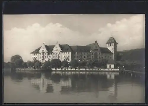 AK Lochau /Bregenz, Strand-Palast-Hotel mit Brücke