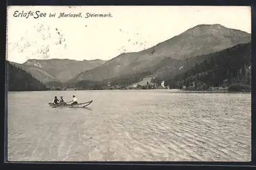 AK Mariazell /Steiermark, Ruderboot auf dem Erlaf-See