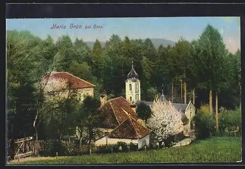 AK Maria Grün bei Graz, Ortspartie an der Kirche