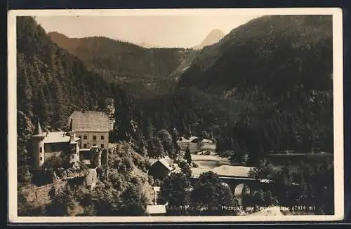 AK Fernstein am Fernpass, Schloss mit Blick auf die Sonnenspitze