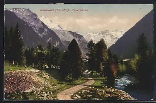 AK Seebachtal /Tauernbahn, Flusspartie im Tal