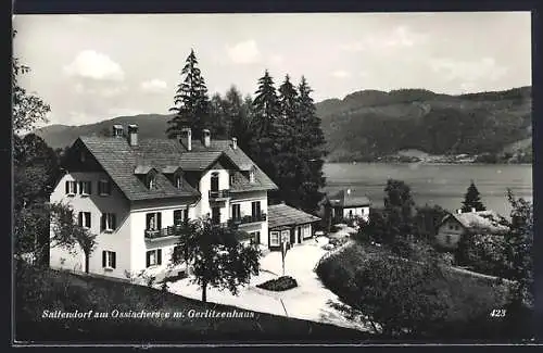 AK Sattendorf am Ossiachersee, Pension Gerlitzenhaus mit Blick zum See