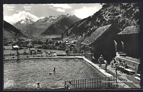 AK Rauris /Salzburg, Schwimmbad mit Sonnblick und Ritterkopf