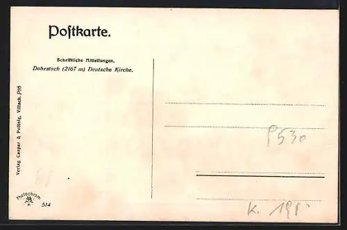AK Dobratsch, Deutsche Kirche auf dem Gipfel