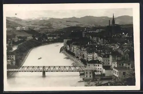 AK Steyr /Ob. Öst., Teilansicht mit Brücke und Kirche