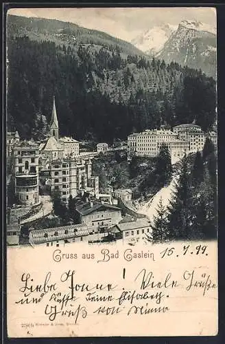 AK Bad Gastein, Ortsansicht aus der Vogelschau