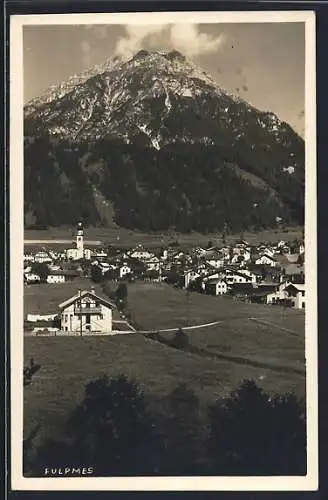 AK Fulpmes, Ortsansicht mit Bergpanorama