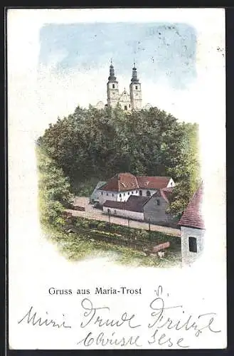 AK Maria-Trost, Ortspartie mit Blick zur Kirche