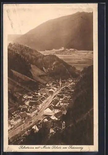 AK Schottwien /Semmering, Ortsansicht mit Maria Schutz