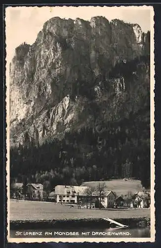 AK St. Lorenz am Mondsee, Blick gegen die Drachenwand