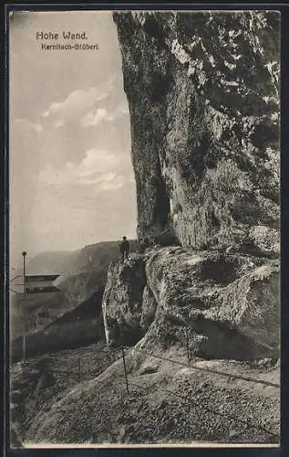 AK Hohe Wand /Karnitsch-Stüberl, Bergsteiger vor der Felswand