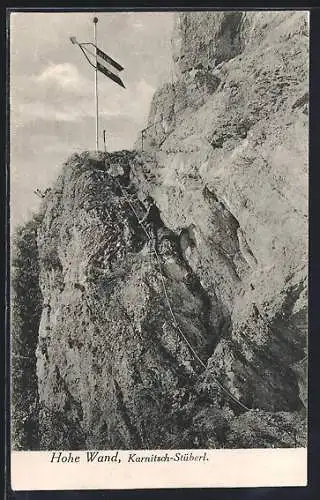 AK Hohe Wand /Karnitsch-Stüberl, Bergsteiger beim Aufstieg