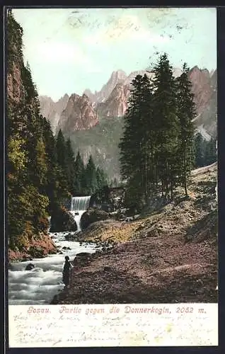 AK Gosau, Bachpartie mit Blick auf Donnerkogln