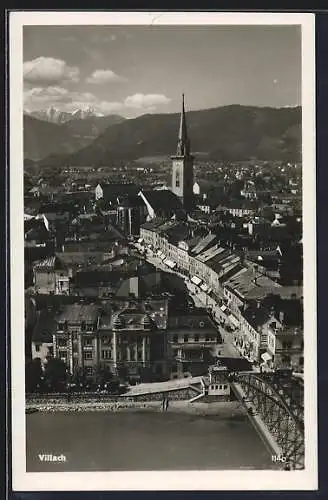 AK Villach, Teilansicht mit Kirche