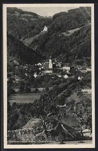 AK Anger /Oststeiermark, Ansicht mit dem Wald