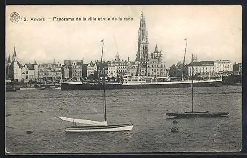 AK Anvers, Panorama du port et de la rade