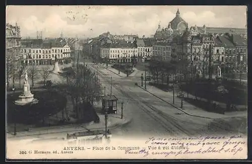 AK Anvers, Place de la Commune, vue a vol d`oiseau