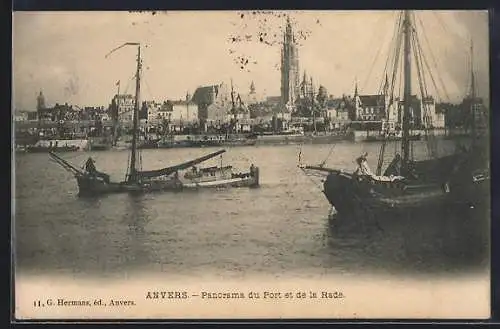 AK Anvers, Panorama du Port et de la Rade