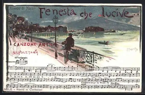 Lithographie Neapel / Napoli, Lied Fenesta che lucive