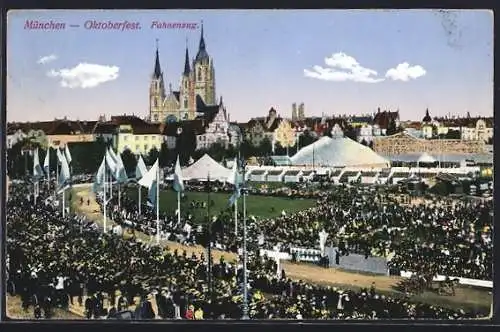 AK München, Oktoberfest, Fahnenzug