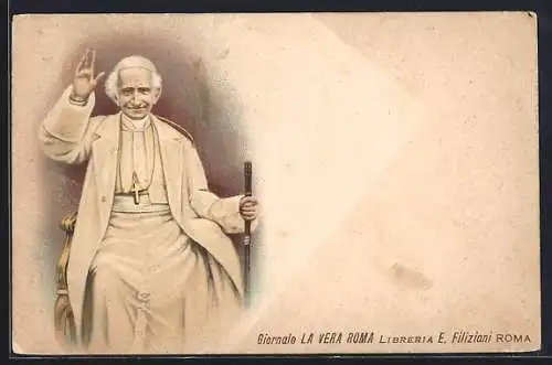 Künstler-AK Papst Leo XIII. mit erhobener Hand