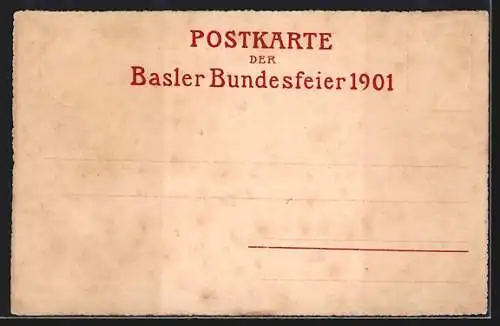 Lithographie Basel, Basler Festspiel 1901, Schuhmachern, Schmieden, Brodbecken, Rebleute
