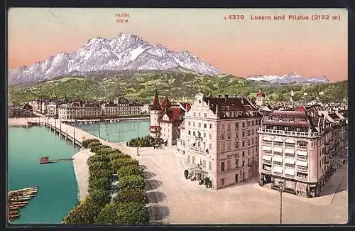 AK Luzern, Teilansicht mit Pilatus