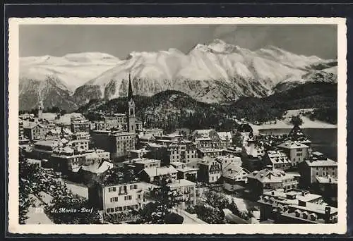 AK St. Moritz-Dorf, Blick über den Ort