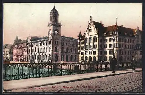 AK Zürich, Post und Stadthaus