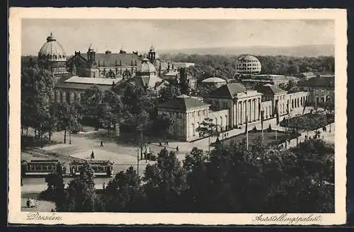 AK Dresden, Ausstellungspalast aus der Vogelschau