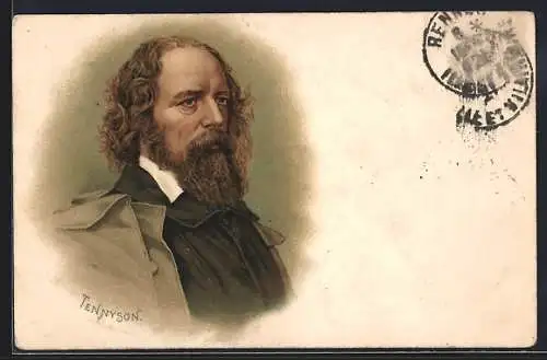 Lithographie Portrait von Dichter Tennyson