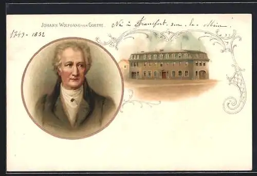 Lithographie Weimar, Johann Wolfgang von Goethe