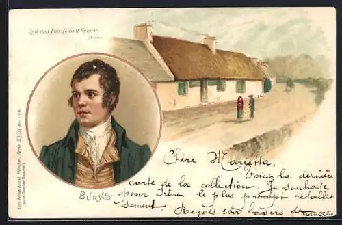 Lithographie Schottischer Dichter Robert Burns