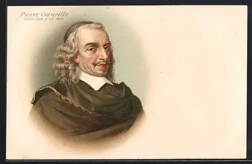 Lithographie Porträt Pierre Corneille in kirchlichem Ornat