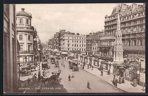 AK London, The Strand and Charing Cross., Bahnhof