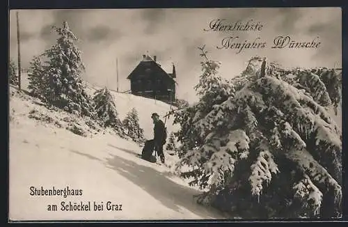 AK Stubenberghaus am Schöckel, Berghütte im Schnee