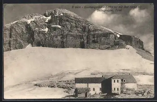 AK Bambergerhütte, Berghütte mit Boe und Sellagruppe