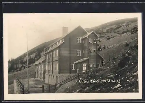 AK Ötscher-Schutzhaus, Berghütte mit Panorama