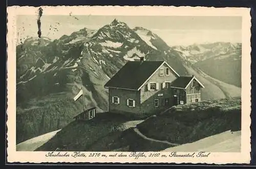 AK Ansbacher Hütte, Berghütte mit Blick zum Riffler