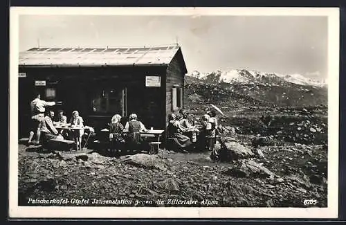 AK Patscherkofel-Hütte gegen die Zillertaler Alpen