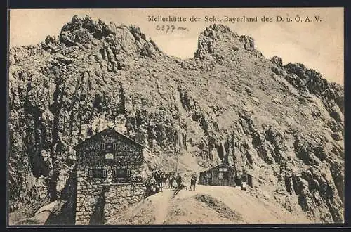 AK Meilerhütte, Blick auf Berghütte und Gebirge