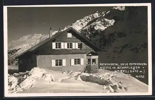 AK Neue Potsdamer-Hütte, Berghütte im Fotschertal mit Schaflegerkogel