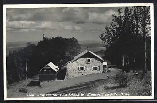 AK Franz Krebsschutzhaus, Berghütte am Schöpfl im Wienerwald