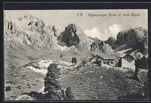 AK Regensburger Hütte mit Umgebung, Sass Rigais