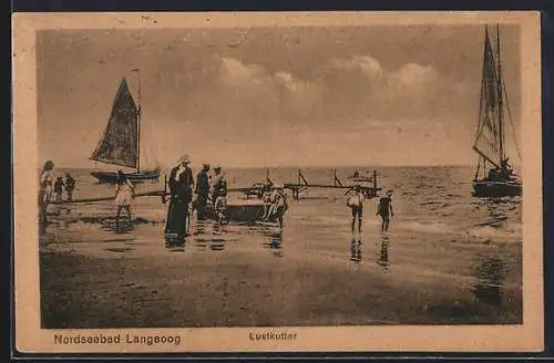 AK Langeoog, Strand mit Lustkutter