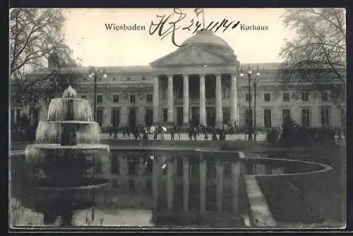 AK Wiesbaden, Brunnen am Kurhaus