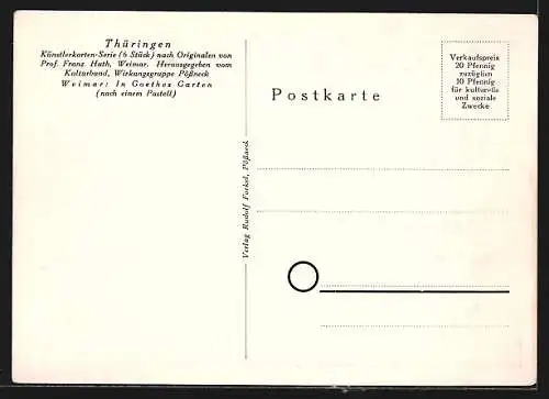 Künstler-AK Weimar / Thüringen, In Goethes Garten